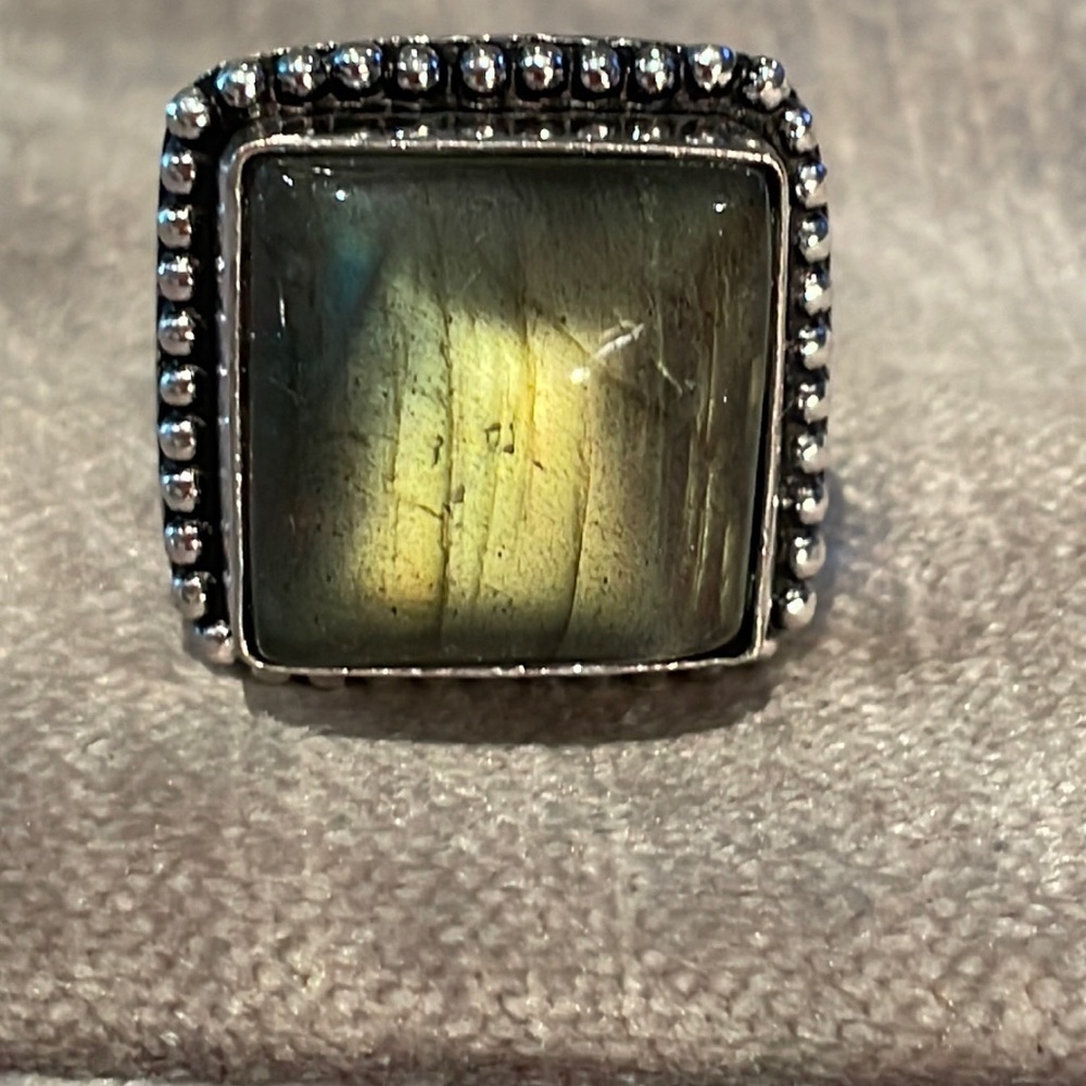 Labradorite Square Silver Ring Natural Gemstone N… - image 8